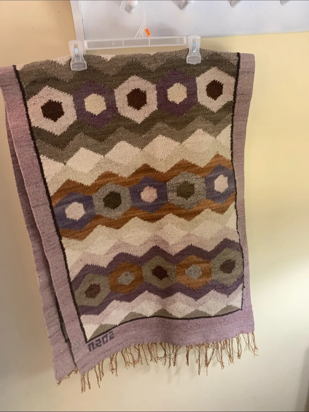 Geometric Pattern Decorative Throw Blanket in Lavender and Earth Tones